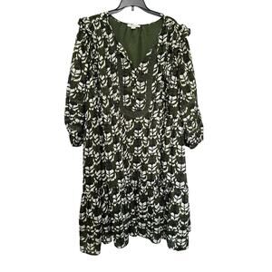 American Eagle Outfitters green and white patterned babydoll dress Size XXL